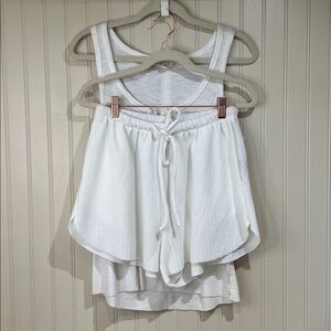 POL White sleeveless tank Short Lounge Set NWOT